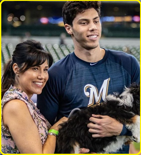 Christian Yelich with his girlfriend