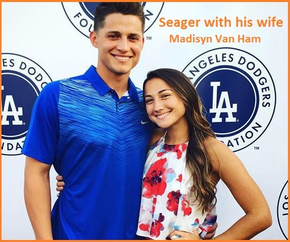 Corey Seager with his wife