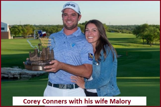 Corey Conners with his wife